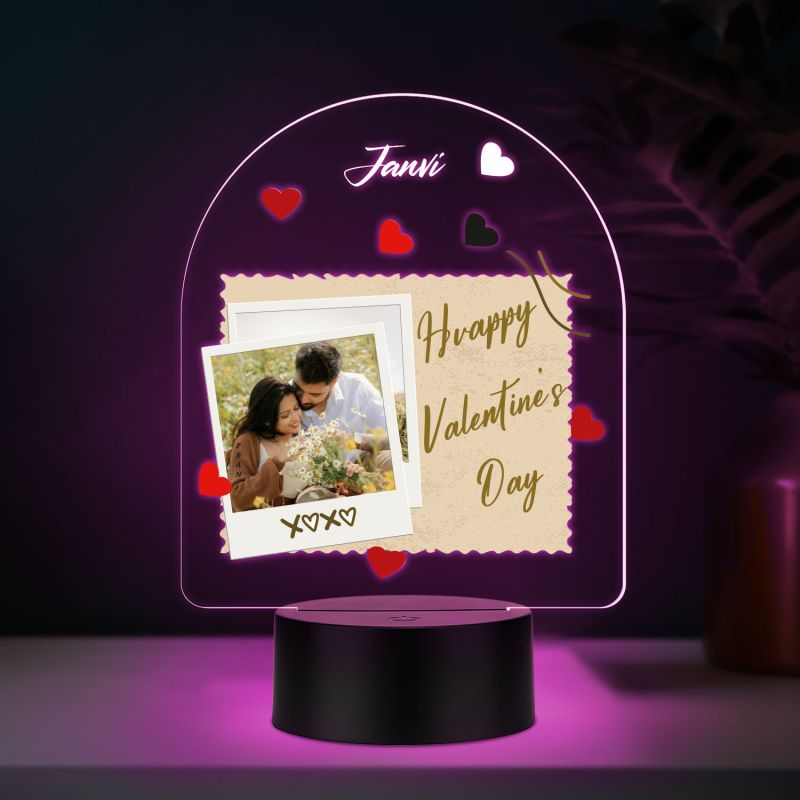 Personalized Happy Valentines Day LED Night Lamp with Automatic Color Changing Light Valentines Day Gift for Boyfriend, Girlfriend, Husband Wife